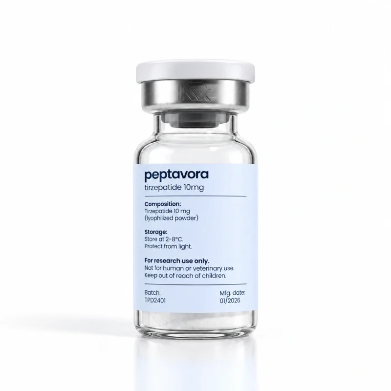 Peptavora Tirzepatide 10mg research vial (studio)